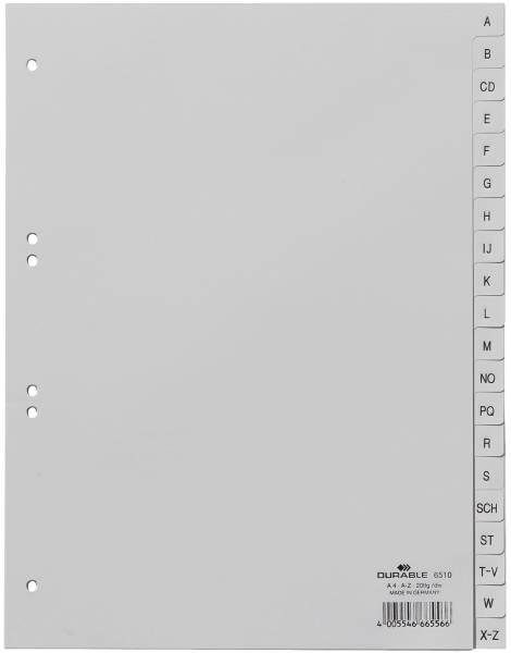 Register A Z, PP, grau, A4, 20 Blatt