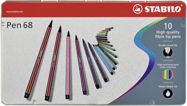 STABILO Fasermaler Pen 68 Etui 10 Stück 6810-6 Metalletui