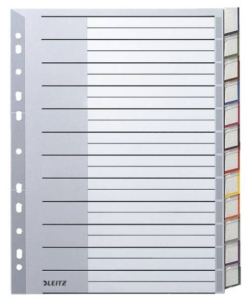 LEITZ Register Plastik A4 blanco 12tlg. grau 1274