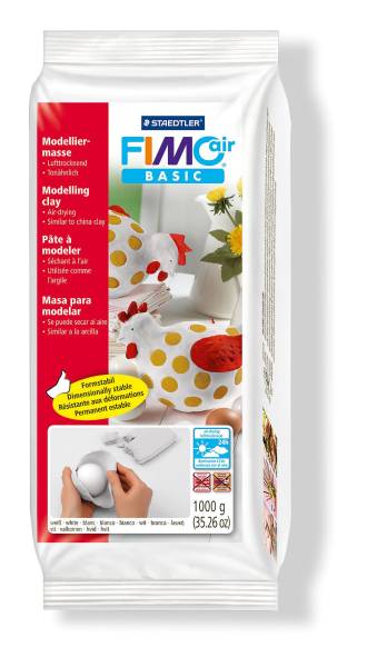 Modelliermasse air basic 1000g, weiß, metallisierte Folie®