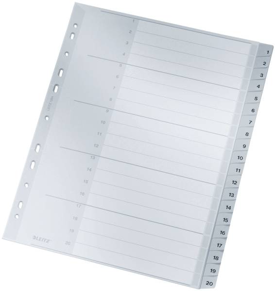 1284 Zahlenregister 1 20, PP, A4 Überbreite, 20 Blatt, grau