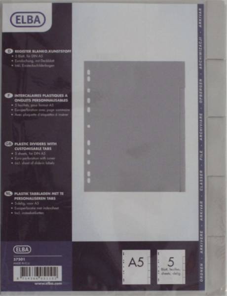 Register A5 5tlg PVC