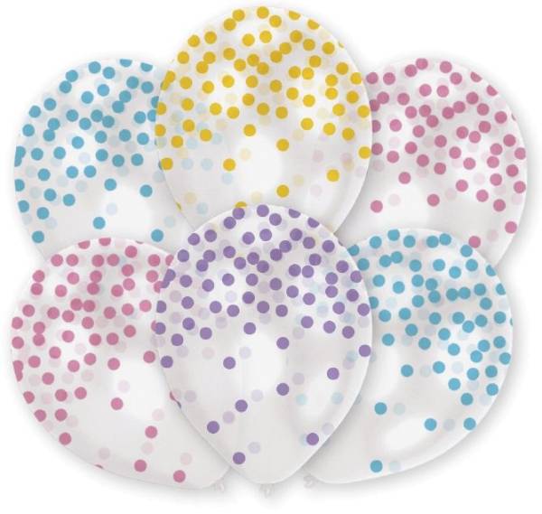 Luftballon Konfetti Pastell 6 Stück, sortiert