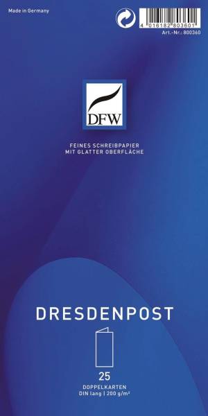 DFW Briefkarte dopp. DL hoch 25ST DRESDNER 800360 Dresden Post