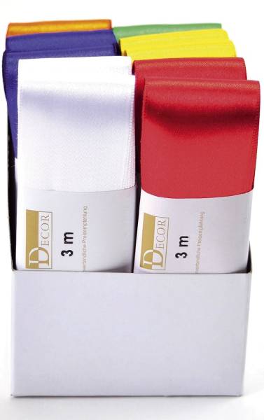 Doppelsatinband 40 mm x 3 m, farbig sortiert