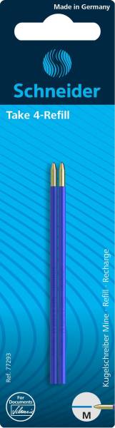 SCHNEIDER Kugelschreibermine 2ST f.Take4 blau 77293