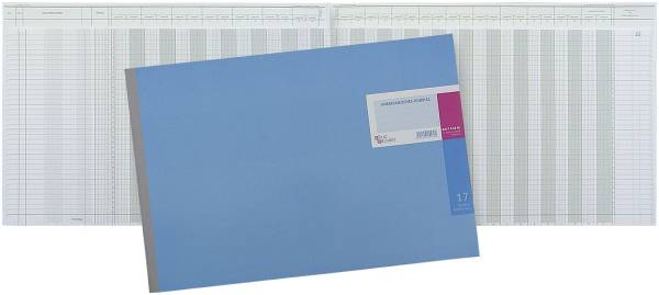 Amerikanisches Journal mit Kopfleiste 490 x 297 mm, 17 Konten (10 14), 48 Blatt