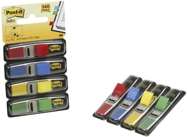 Index Mini Typ 683 11,9 x 43,2 mm, Grundfarben: blau, gelb, grün, rot