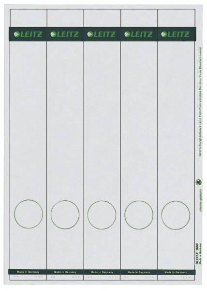 1688 PC beschriftbare Rückenschilder Papier, lang schmal, 125 Stück, grau