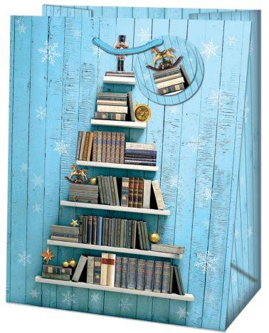 Weihn.Geschenktragetasche Bücher blau 19-528 TL 33x26,7x13,7cm