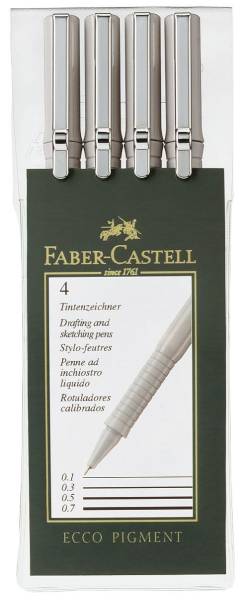 FABER CASTELL Pigmentliner Ecco 4ST 166004-N/sort.