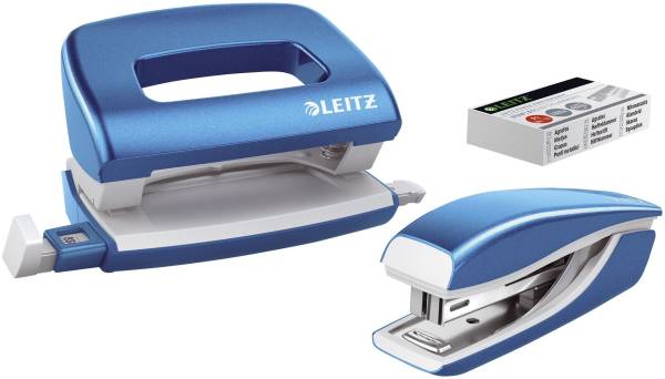 5561 Set Mini Locher Heftgerät NeXXt WOW blau metallic