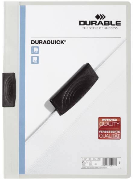 Klemm Mappe DURAQUICK Weich Hartfolie, 20 Blatt, transparent weiß®