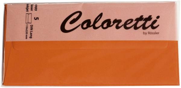 Coloretti Briefumschläge DL, 5 Stück, apfelsine