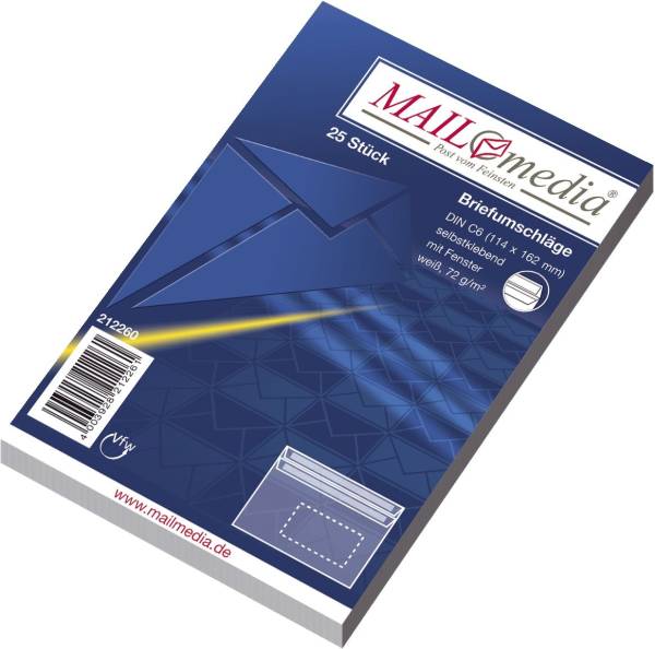 MAILMEDIA Briefhülle C6 m.Fe SK 72g weiß 30002359