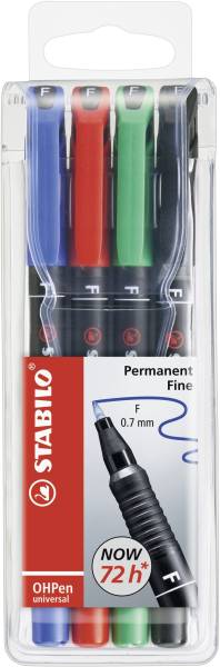 STABILO Folienschreiber OHPen F Etui 4 Stück 842/4 permanent