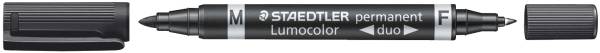 Permanentmarker Lumocolor duo nachfüllbar, 0,6 mm und 1,5 mm, schwarz®