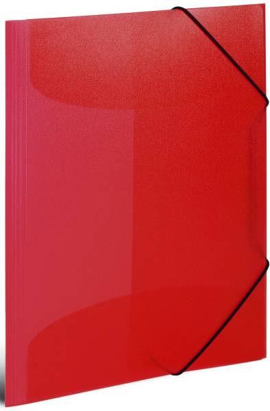 19516 Gummizugmappe A3, PP transluzent, rot