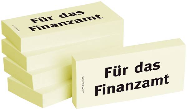 Bedruckte Haftnotizen Text: Für das Finanzamt