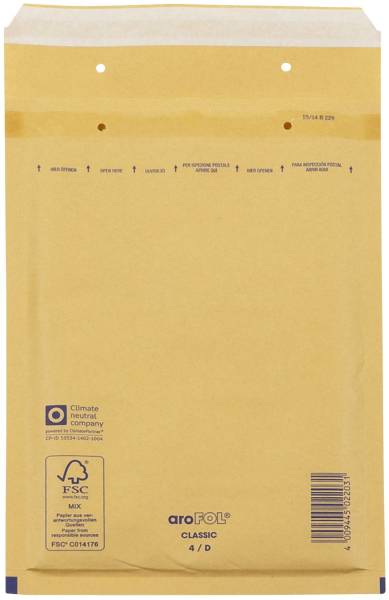 Luftpolstertaschen Nr 4, 180x265 mm, goldgelb braun, 100 Stück