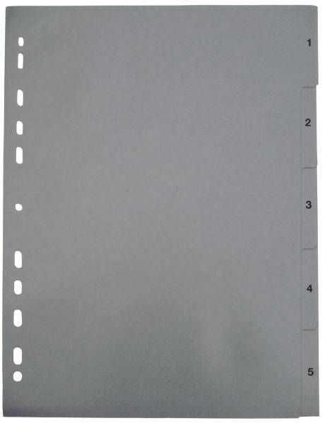 Zahlenregister 1 5, PP, A4, 5 Blatt, grau