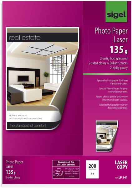 Fotopapier für Farb Laser Kopierer A4, 2 seitig hochglänzend, 135 g qm, 200 Blatt