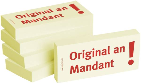 Bedruckte Haftnotizen Text: Original an Mandant
