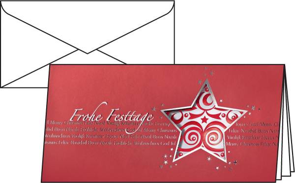 SIGEL Weihn.Design Karte DL 10+10 DS048 Red Star