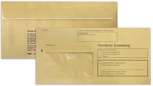 RNK Zustellungsumschlag 100ST gelb 2044/100 innen m.Fenster