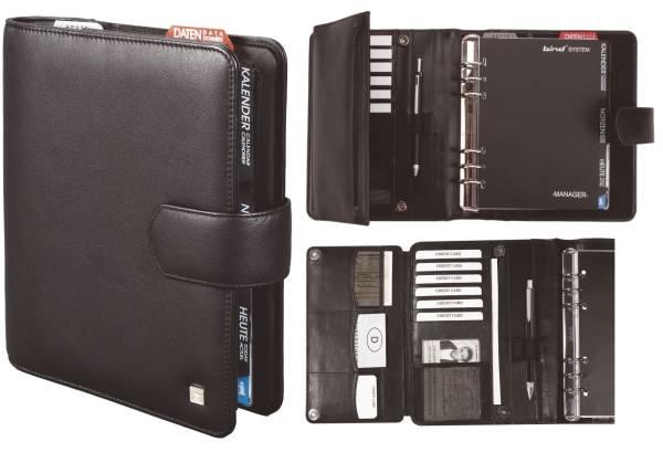 Manager Planer A5, Nappaleder, schwarz, mit Magnetverschluss