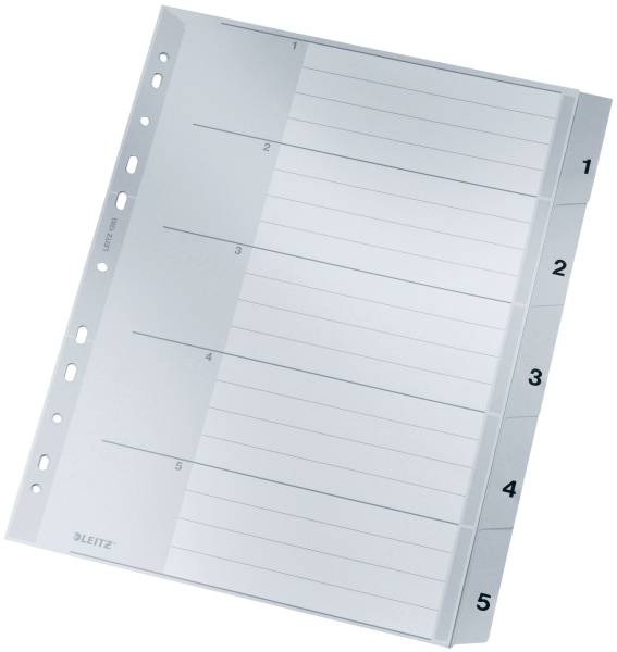 1283 Zahlenregister 1 5, PP, A4 Überbreite, 5 Blatt, grau