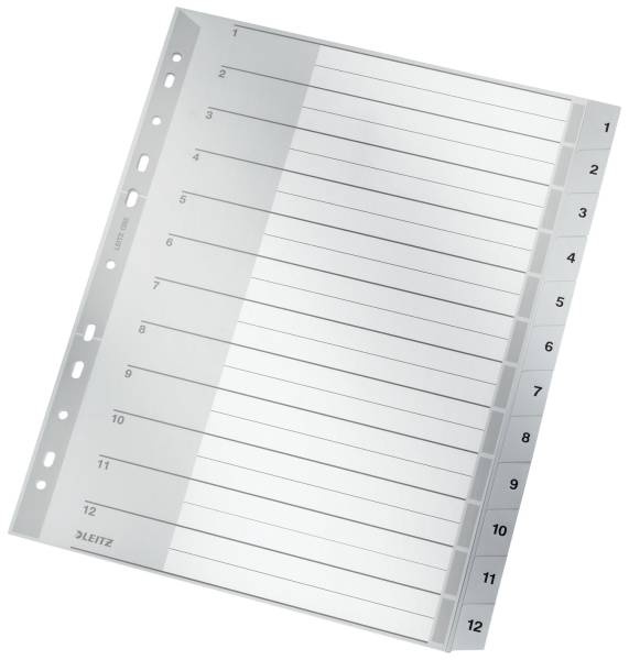 1282 Zahlenregister 1 12, PP, A4 Überbreite, 12 Blatt, grau
