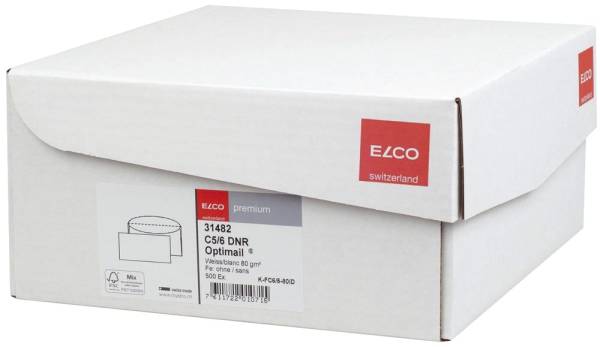 ELCO Briefhülle 80g C5/6 500ST weiß 31482 Office Box Nassklebung