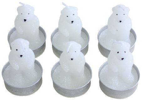 Teelichter Weihnachten "Eisbär" 6 Stück