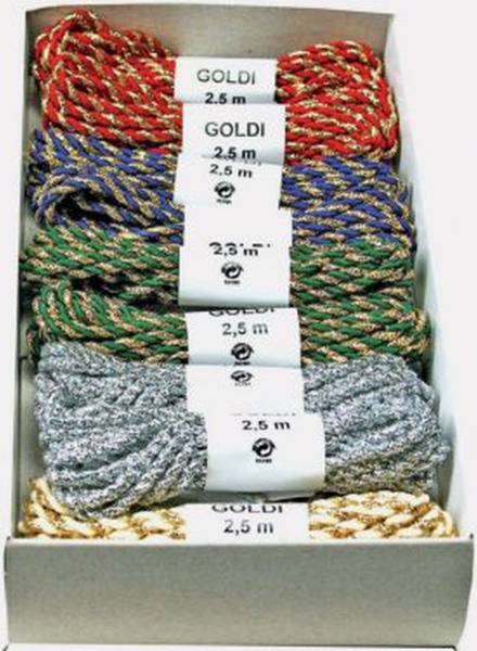 Weihnachtskordel 3 mm x 2,5 m, farbig sortiert