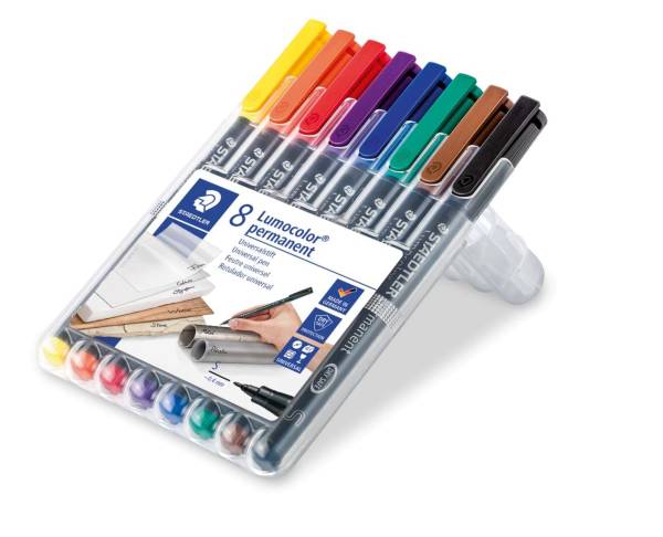 STAEDTLER Folienstift Lumocolor SF 8 Farben sort. 313 WP8 permanent