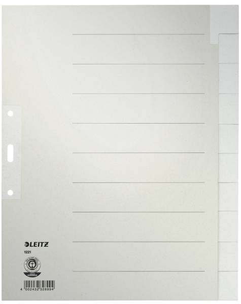 1221 Register Tauenpapier, blanko, A4 Überbreite, 10 Blatt, grau
