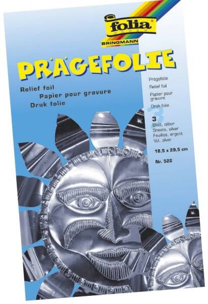 FOLIA Prägefolie Mappe silber 522 19x30 cm 3BL