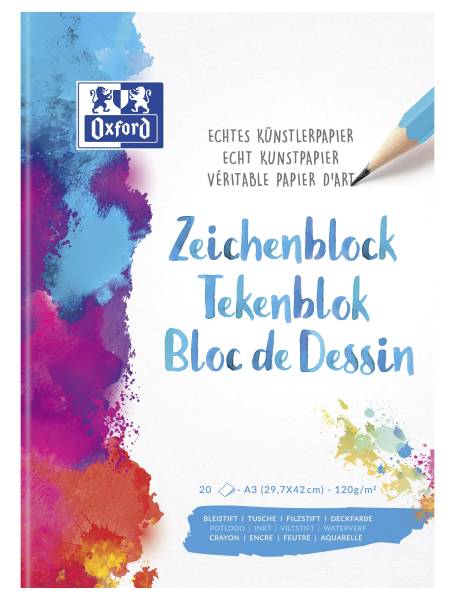 Zeichenblock A3, 20 Blatt, 120 g qm