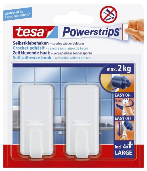 Powerstrips Systemhaken ablösbar, classic, Tragfähigkeit 2 kg, weiß®
