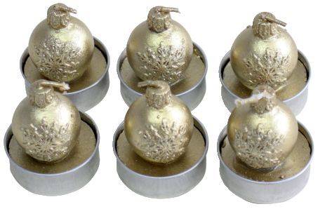 Weihn.Teelicht 6ST Kugel gold 19041-4009-2/B