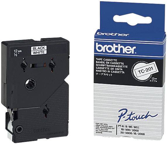 BROTHER Schriftband 12mmx7,7m ws/sw TC201 laminiert