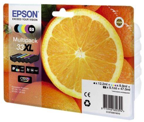 EPSON Inkjetpatrone Nr. 33XL sw,c,m,y C13T33574011