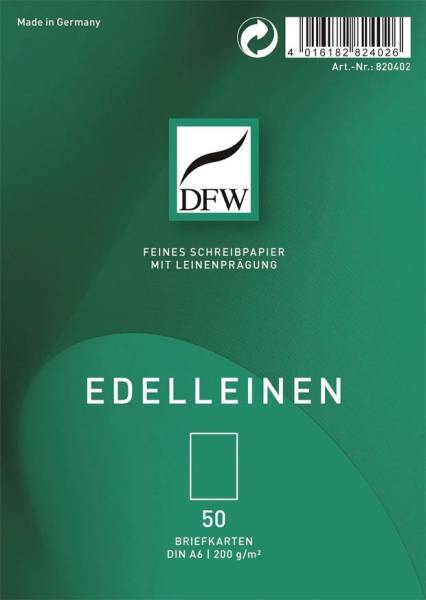 DFW Briefkarte A6 Edelleinen 50ST DRESDNER 820402