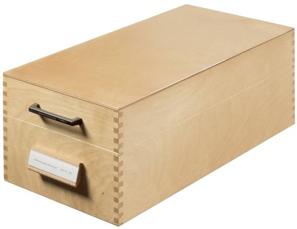 Karteikasten aus Holz DIN A6 quer, für max 1500 Karten, Holz natur