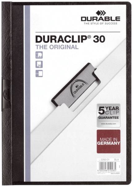 DURABLE Klemmmappe Duraclip A4 schwarz 2200 01 30BL