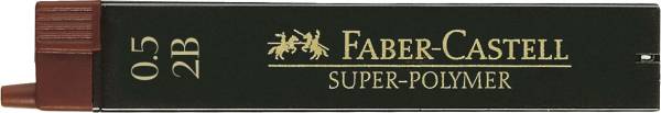 Feinmine SUPER POLYMER, 0,5 mm, 2B, tiefschwarz, 12 Minen
