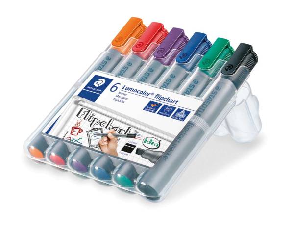 STAEDTLER Flipchartmarker Lumocolor 2-5mm 6er Box 356 B WP6 nachfüllbar Keilsp.