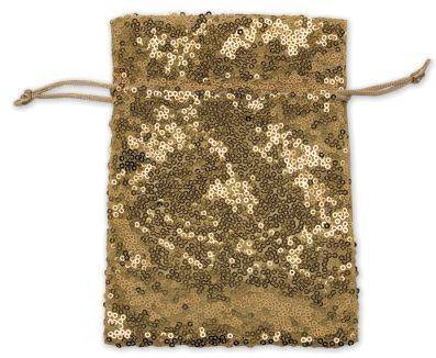 Geschenksäckchen Pailletten gold, 10 x 13 cm