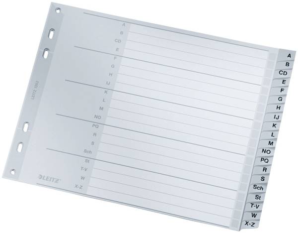 1262 Register A Z, PP, A4 Überbreite, 18 cm hoch, 20 Blatt, grau